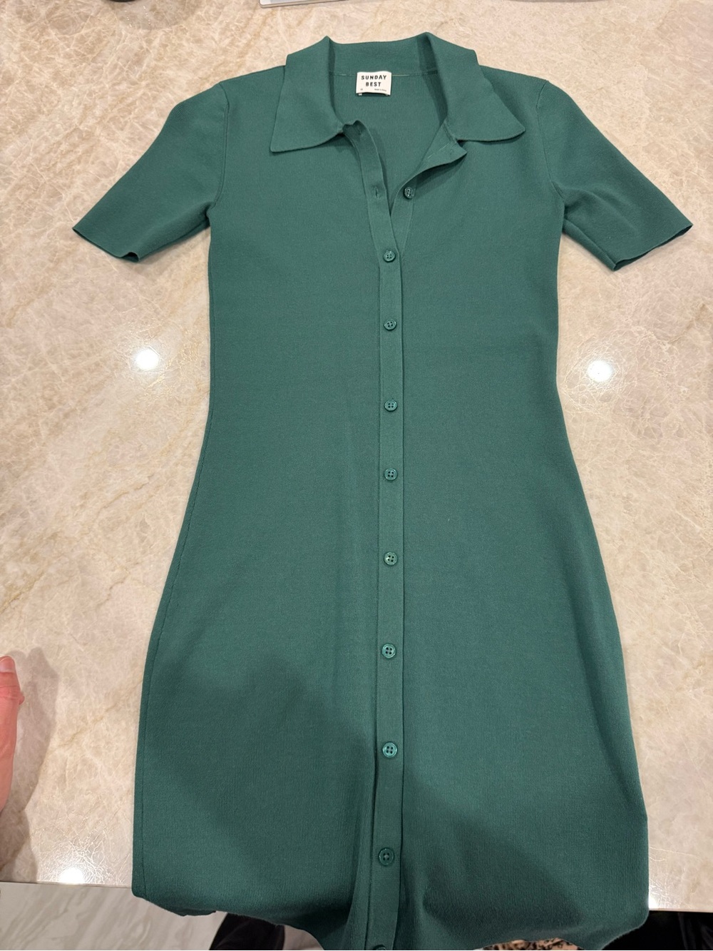 Sunday Best Forest Green Button-Front Polo Dress